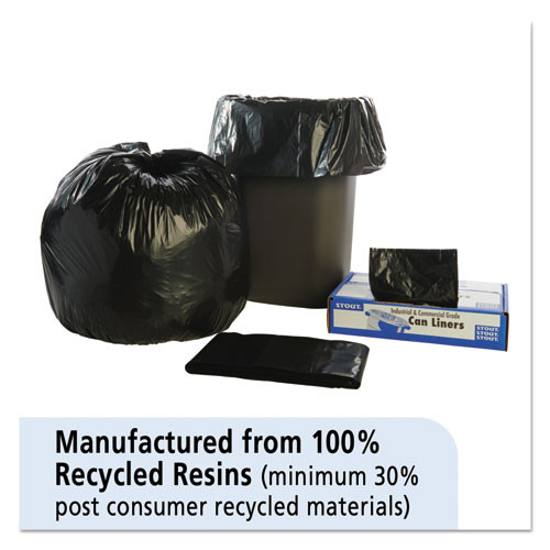 Stout by Envision Total Recycled Content Plastic Trash Bags  33 gal  1 3 mil  33  x 40   Brown Black  100 Carton (STOT3340B13)
