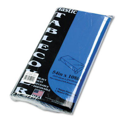 Tablemate Table Set Rectangular Table Cover  Heavyweight Plastic  54 x 108  Blue  6 Pack (TBL549BL)