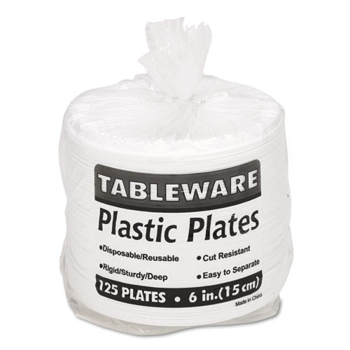 Tablemate Plastic Dinnerware  Plates  6  dia  White  125 Pack (TBL6644WH)