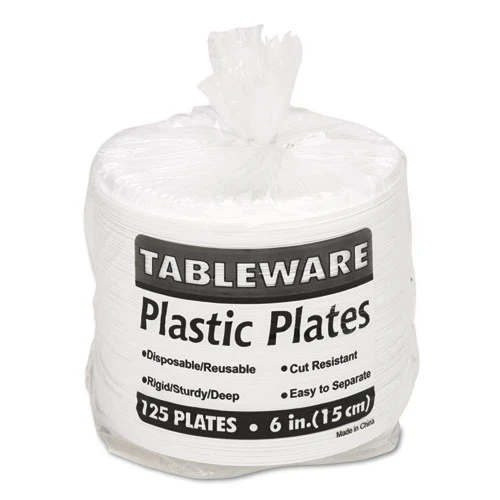 Tablemate Plastic Dinnerware  Plates  6  dia  White  125 Pack (TBL6644WH)