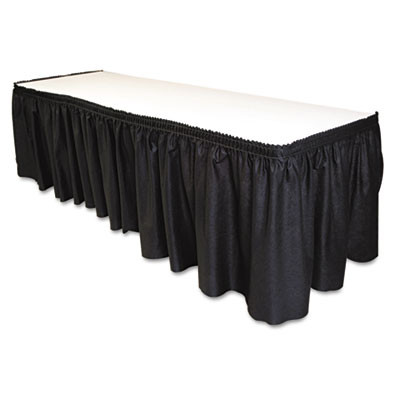 Tablemate Table Set Linen-Like Table Skirting  29  x 14ft  Black (TBLLS2914BK)