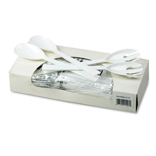Tablemate Table Set Plastic Serving Forks   Spoons  White  24 Forks  24 Spoons per Pack (TBLW95PK4)