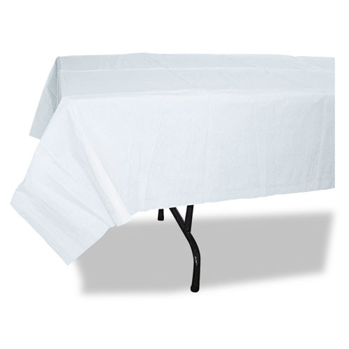 Tatco Paper Table Cover  Embossed  w Plastic Liner  54  x 108   White  20 Carton (TCO31108)