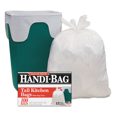 Handi-Bag Super Value Pack  13 gal  0 6 mil  23 75  x 28   White  100 Box (WBIHAB6FK100)