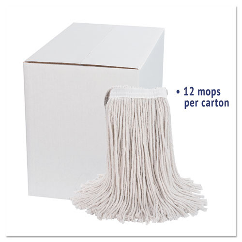 Boardwalk Premium Cut-End Wet Mop Heads  Cotton  24oz  White  12 Carton (BWK224CCT)