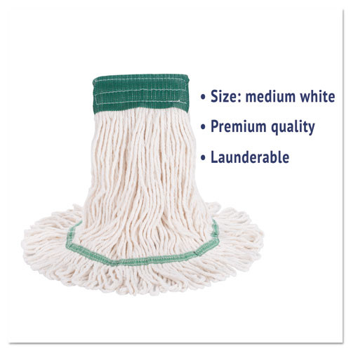 Boardwalk Super Loop Wet Mop Head  Cotton Synthetic Fiber  5  Headband  Medium Size  White (BWK502WHEA)