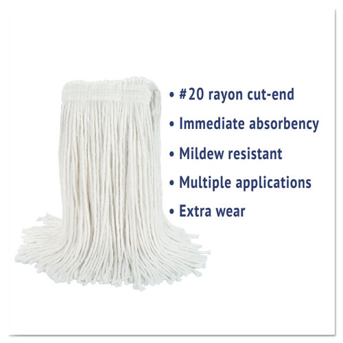 Boardwalk Cut-End Wet Mop Head  Rayon  No  20  White (BWK2020REA)
