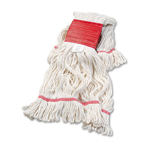 Boardwalk Super Loop Wet Mop Head  Cotton Synthetic Fiber  5  Headband  Large Size  White (BWK503WHEA)