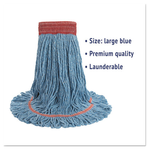 Boardwalk Super Loop Wet Mop Head  Cotton Synthetic Fiber  5  Headband  Large Size  Blue (BWK503BLEA)
