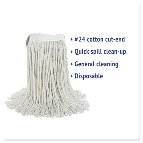 Boardwalk Cut-End Wet Mop Head  Cotton  No  24  White (BWK2024CEA)