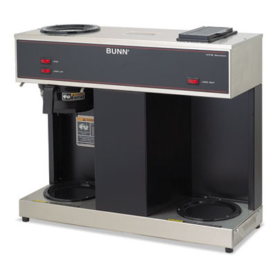 BUNN Pour-O-Matic Three-Burner Pour-Over Coffee Brewer  Stainless Steel  Black (BUNVPS)