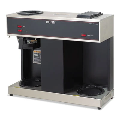 BUNN Pour-O-Matic Three-Burner Pour-Over Coffee Brewer  Stainless Steel  Black (BUNVPS)