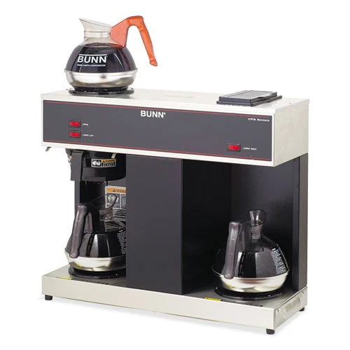 BUNN Pour-O-Matic Three-Burner Pour-Over Coffee Brewer  Stainless Steel  Black (BUNVPS)