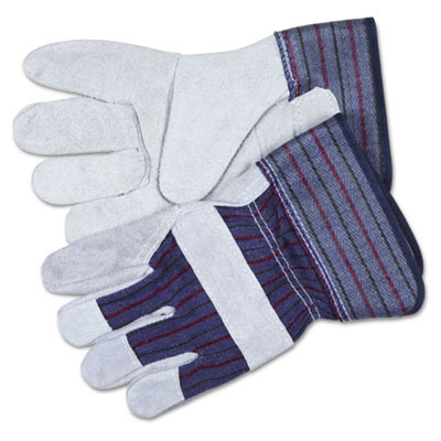 MCR Safety Split Leather Palm Gloves  Large  Gray  Pair (CRW12010L)
