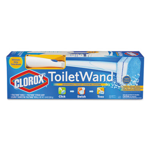 Clorox Toilet Wand Disposable Toilet Cleaning Kit  Handle  Caddy   Refills  White (CLO03191)