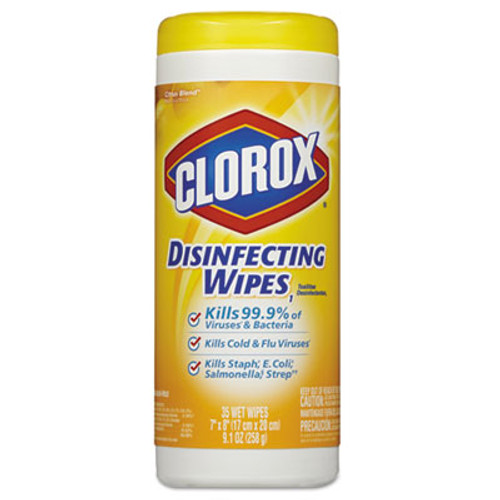 Clorox Disinfecting Wipes  7 x 8  Crisp Lemon  35 Canister (CLO01594EA)