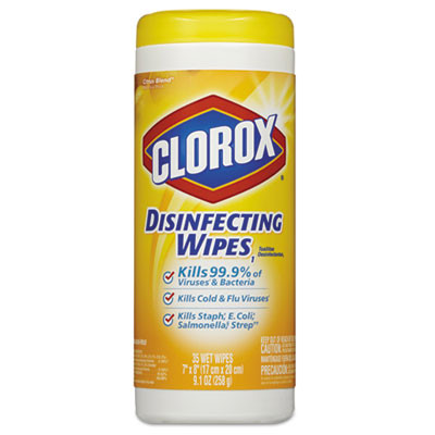 Clorox Disinfecting Wipes  7 x 8  Crisp Lemon  35 Canister (CLO01594EA)