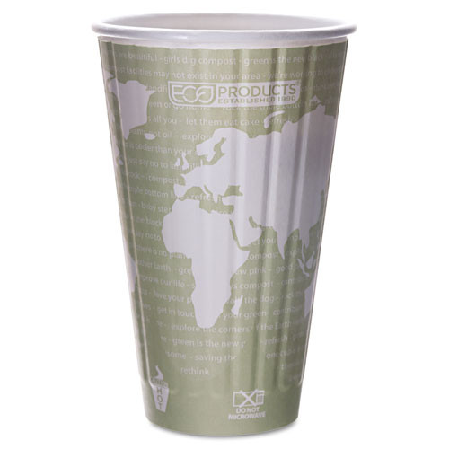 Eco-Products World Art Renewable and Compostable Insulated Hot Cups  PLA  16 oz  40 Packs  15 Packs Carton (ECOEPBNHC16WD)