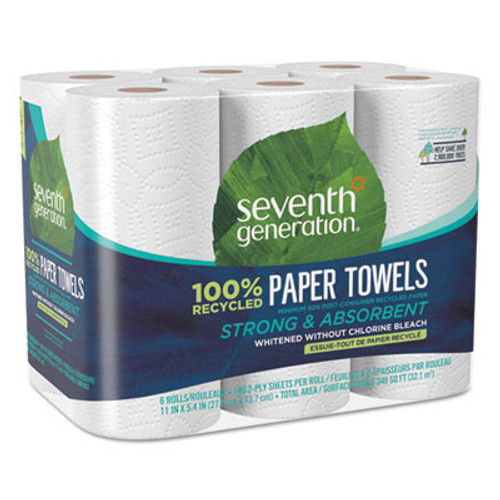 Seventh Generation 100  Recycled Paper Towel Rolls  2-Ply  11 x 5 4 Sheets  140 Sheets RL  6 PK (SEV13731PK)