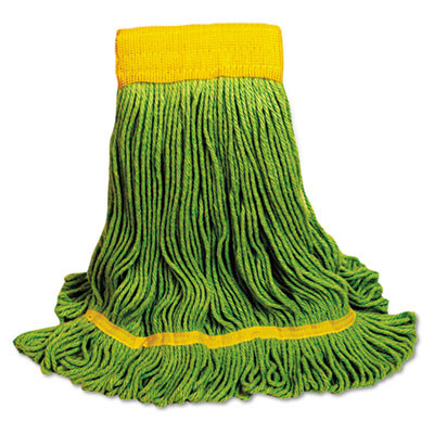 Boardwalk EcoMop Looped-End Mop Head  Recycled Fibers  Medium Size  Green (BWK1200MEA)