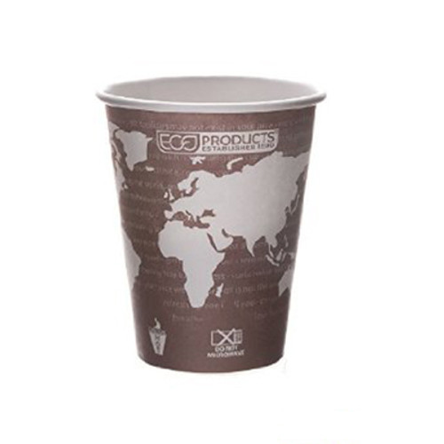 Eco-Products World Art Renewable Compostable Hot Cups  8 oz  Plum  50 Pack (ECOEPBHC8WAPK)