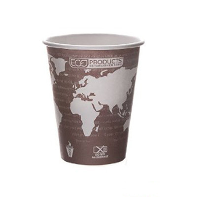 Eco-Products World Art Renewable Compostable Hot Cups  8 oz  Plum  50 Pack (ECOEPBHC8WAPK)