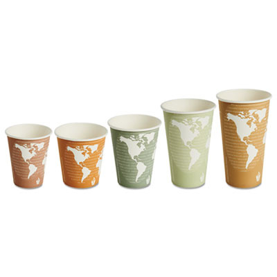 Eco-Products World Art Renewable Compostable Hot Cups  8 oz  Plum  50 Pack (ECOEPBHC8WAPK)
