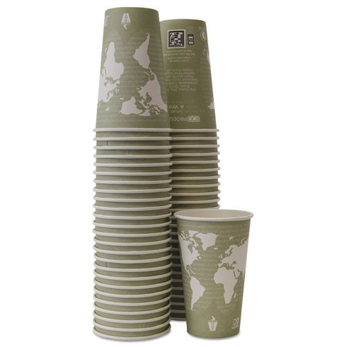Eco-Products World Art Renewable Compostable Hot Cups  16 oz  Moss  50 Pack (ECOEPBHC16WAPK)