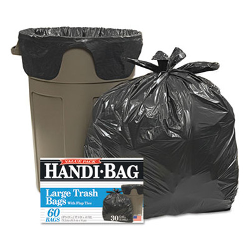 Handi-Bag Super Value Pack  30 gal  0 65 mil  30  x 33   Black  60 Box (WBIHAB6FT60)