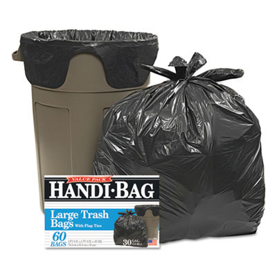 Handi-Bag Super Value Pack  30 gal  0 65 mil  30  x 33   Black  60 Box (WBIHAB6FT60)