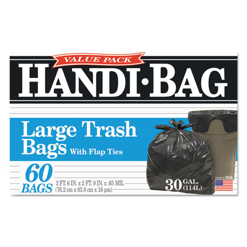 Handi-Bag Super Value Pack  30 gal  0 65 mil  30  x 33   Black  60 Box (WBIHAB6FT60)