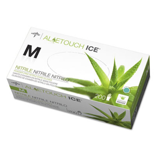 Medline Aloetouch Ice Nitrile Exam Gloves  Medium  Green  200 Box (MIIMDS195285)