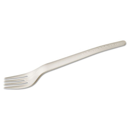 Eco-Products Plantware Compostable Cutlery  Fork  6   Pearl White  50 Pack  20 Pack Carton (ECOEPS012)
