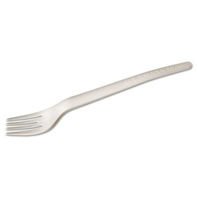Eco-Products Plantware Compostable Cutlery  Fork  6   Pearl White  50 Pack  20 Pack Carton (ECOEPS012)