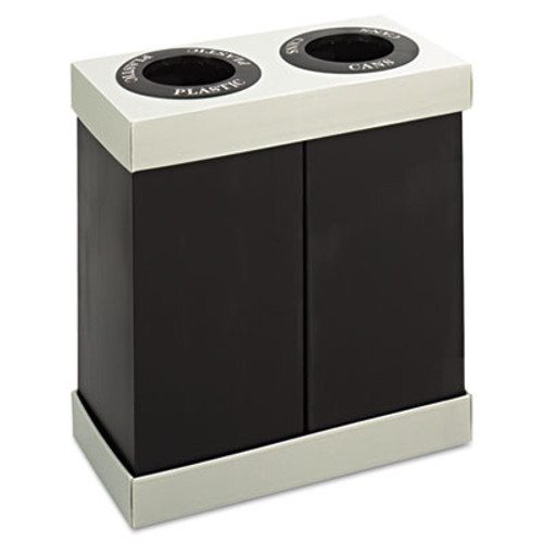 Safco At-Your-Disposal Recycling Center  Polyethylene  Two 56 gal Bins  Black (SAF9794BL)