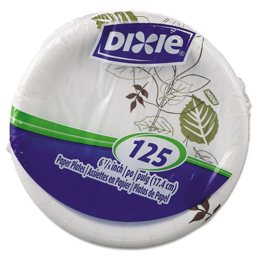Dixie Pathways Soak-Proof Shield Mediumweight Paper Plates  6 7 8   Grn Burg  125 Pk (DXEUX7WSPK)