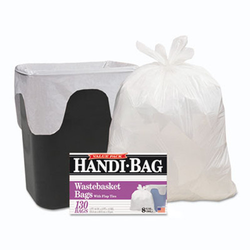 Handi-Bag Super Value Pack  8 gal  0 6 mil  22  x 24   White  130 Box (WBIHAB6FW130)
