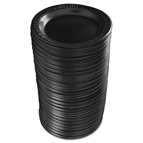 Dart Quiet Classic Laminated Foam Dinnerware  Plate  9  dia  Black  125 Pk  4 Pks Ctn (DCC9PBQR)