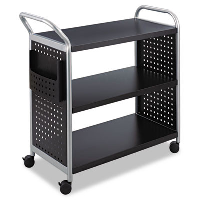 Safco Scoot Three-Shelf Utility Cart  31w x 18d x 38h  Black Silver (SAF5339BL)