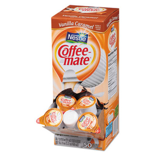 Coffee mate Liquid Coffee Creamer  Vanilla Caramel  0 38 oz Mini Cups  50 Box (NES79129)