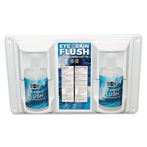 Pac-Kit Twin Bottle Eye Flush Station w Two 16oz Bottles  3 75 D x 13 5 H x 16 5 W (PKT24102)