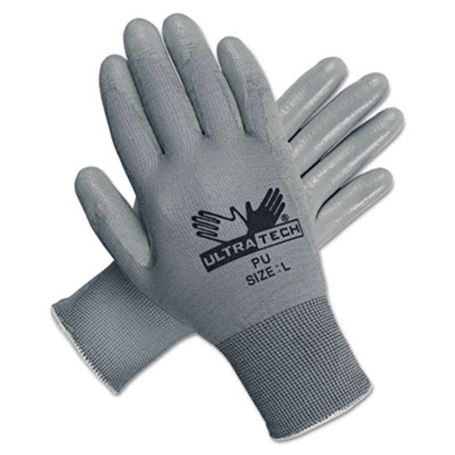 MCR Safety Ultra Tech Tactile Dexterity Work Gloves  White Gray  Large  12 Pairs (MPG9696L)