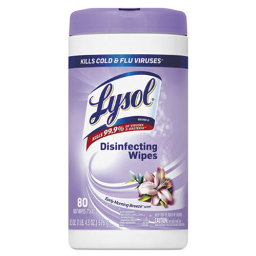 LYSOL Brand Disinfecting Wipes  7 x 8  Early Morning Breeze  80 Wipes Canister  6 Canisters Carton (RAC89347CT)