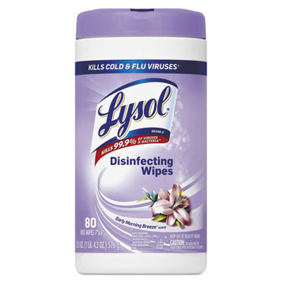 LYSOL Brand Disinfecting Wipes  7 x 8  Early Morning Breeze  80 Wipes Canister  6 Canisters Carton (RAC89347CT)