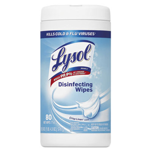 LYSOL Brand Disinfecting Wipes  7 x 8  Crisp Linen  80 Wipes Canister  6 Canisters Carton (RAC89346CT)