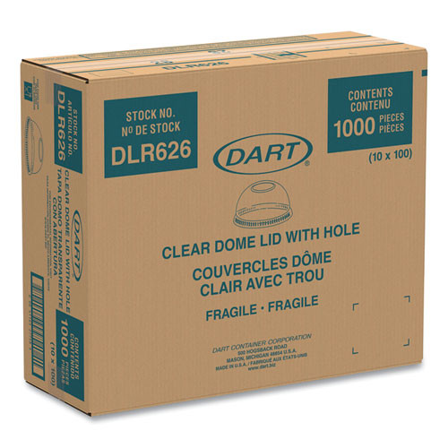 Dart Ultra Clear Dome Cold Cup Lids f 16-24 oz Cups  PET  1000 Carton (DCCDLR626CT)