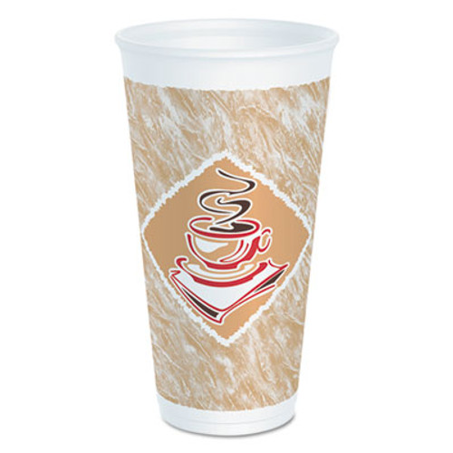 Dart Cafe G Foam Hot Cold Cups  20 oz  Brown Red White  20 Pack (DCC20X16GPK)