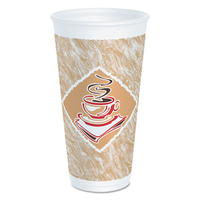 Dart Cafe G Foam Hot Cold Cups  20 oz  Brown Red White  20 Pack (DCC20X16GPK)