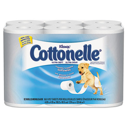 Cottonelle Clean Care Bathroom Tissue  Septic Safe  1-Ply  White  170 Sheets Roll  12 Rolls Pack (KCC12456PK)