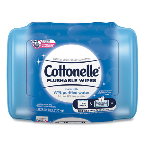 Cottonelle Fresh Care Flushable Cleansing Cloths  White  3 75 x 5 5  42 Pack (KCC36734)